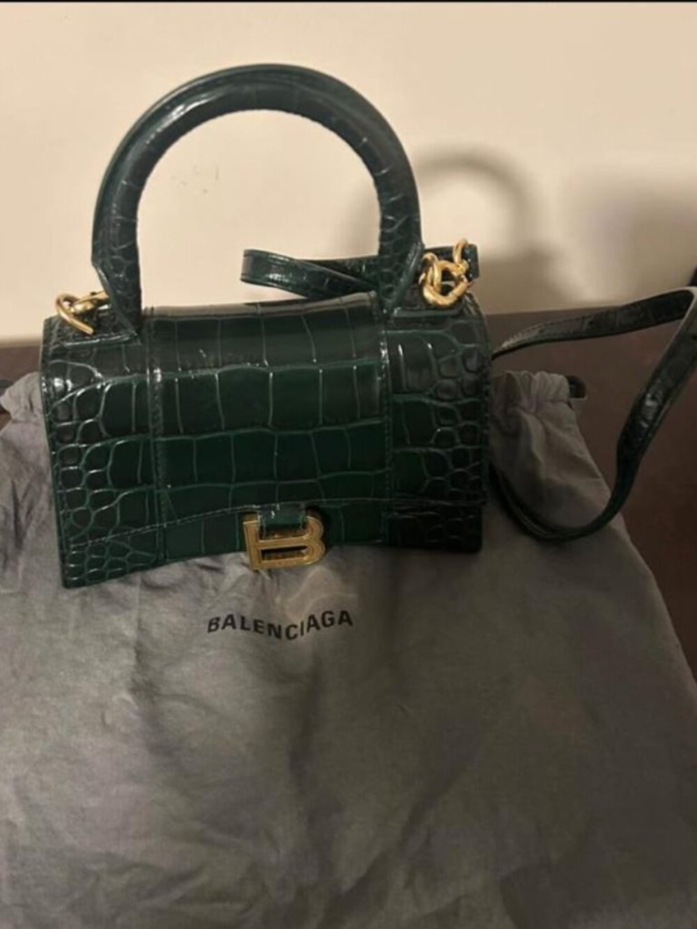 Balenciaga Croc Hourglass Bag -- Green -- Like New
